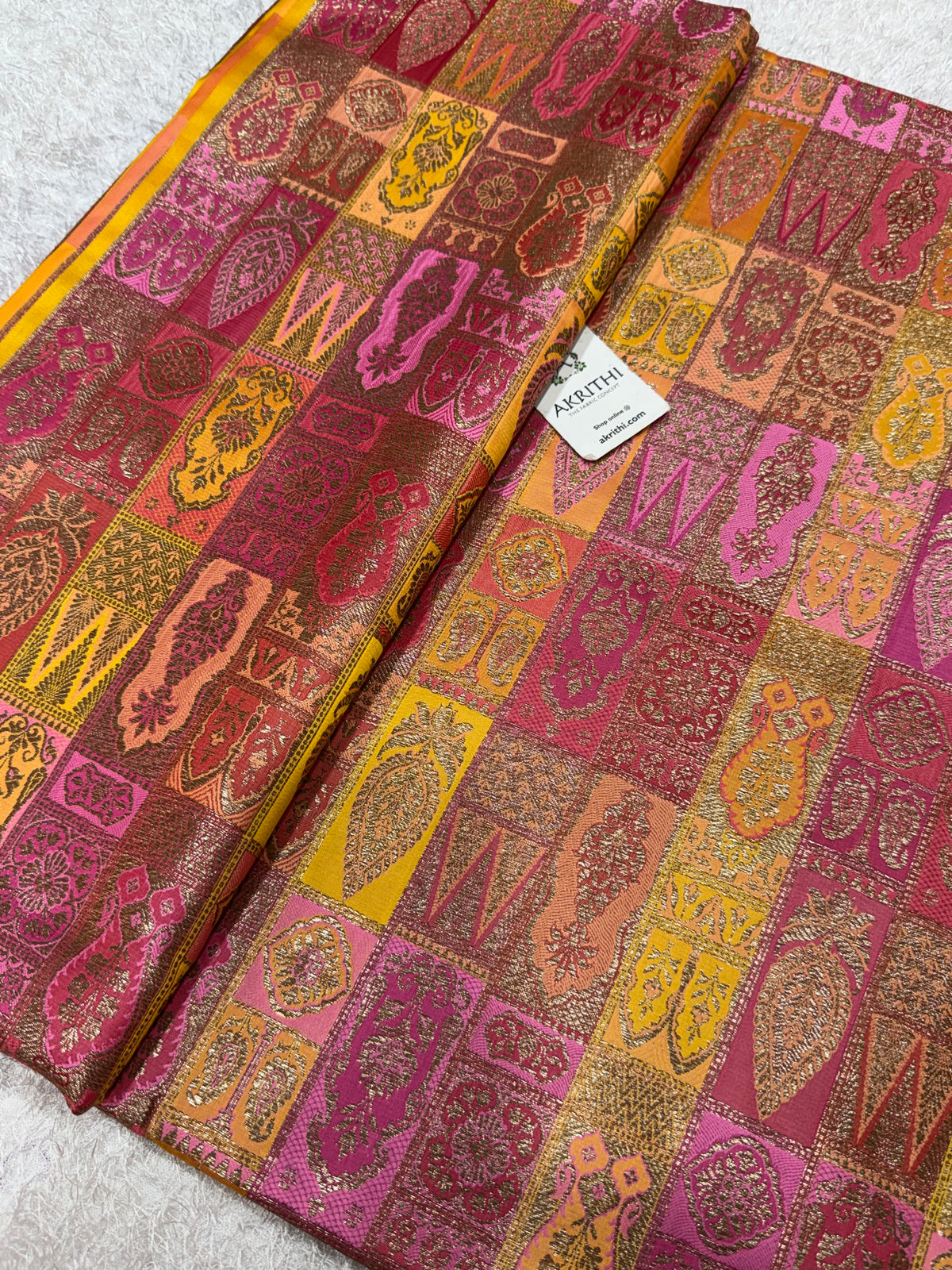 Multicoloured Pure Banarasi brocade fabric