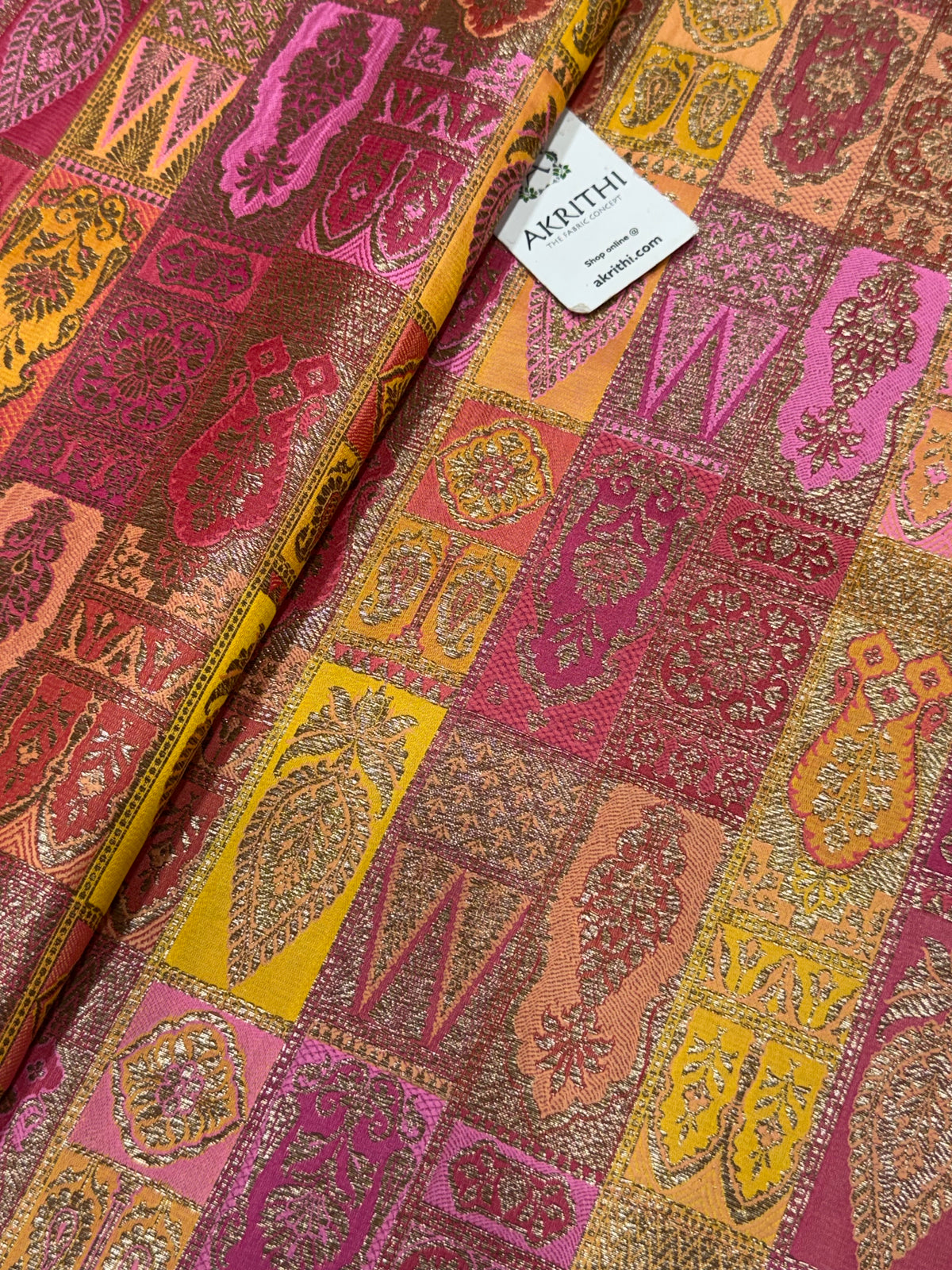 Multicoloured Pure Banarasi brocade fabric