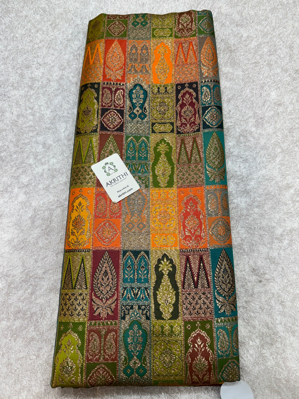 Multicoloured Pure Banarasi brocade fabric