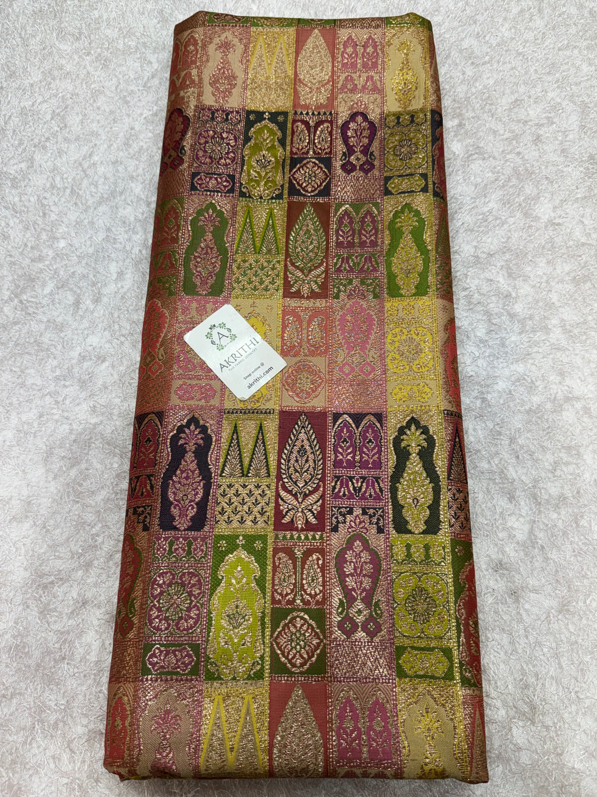 Multicoloured Pure Banarasi brocade fabric