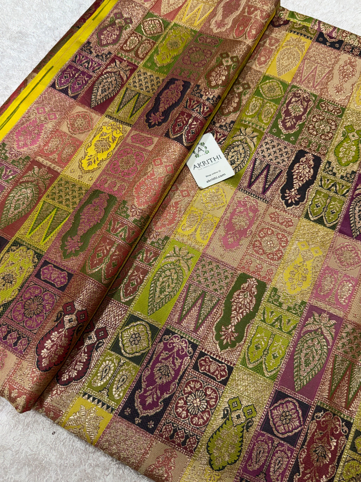 Multicoloured Pure Banarasi brocade fabric