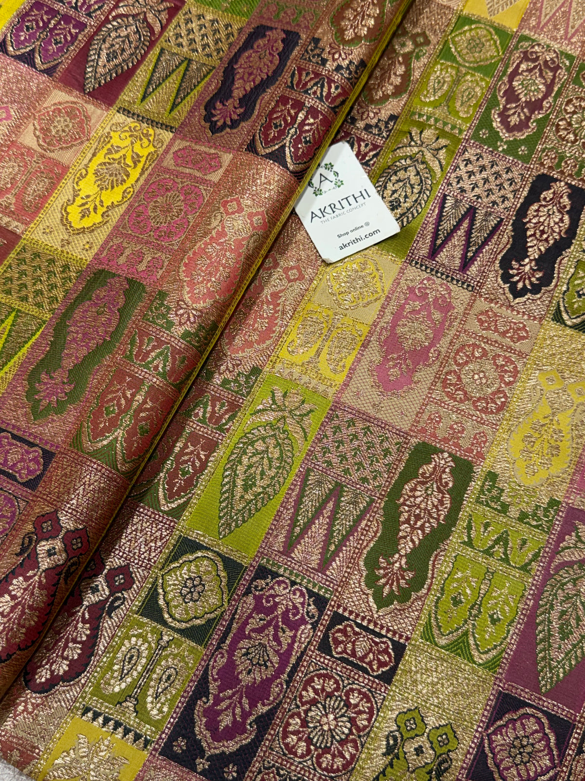 Multicoloured Pure Banarasi brocade fabric