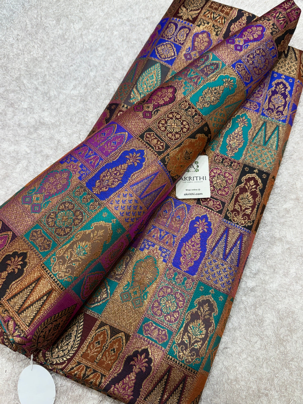 Multicoloured Pure Banarasi brocade fabric