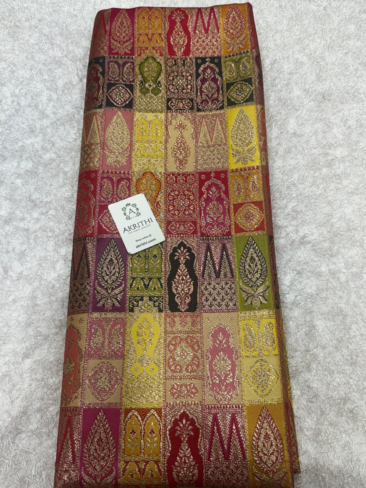 Multicoloured Pure Banarasi brocade fabric