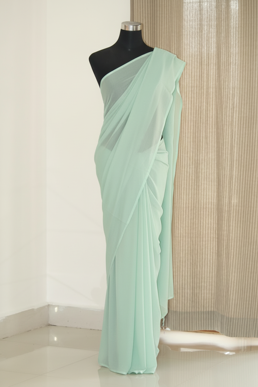 PLATINUM PURE SILK CHIFFON SAREE
