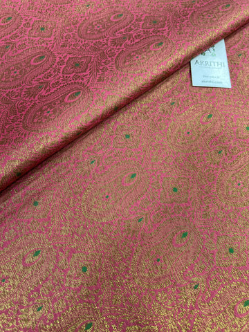 Handloom Banarasi brocade fabric with antique zari