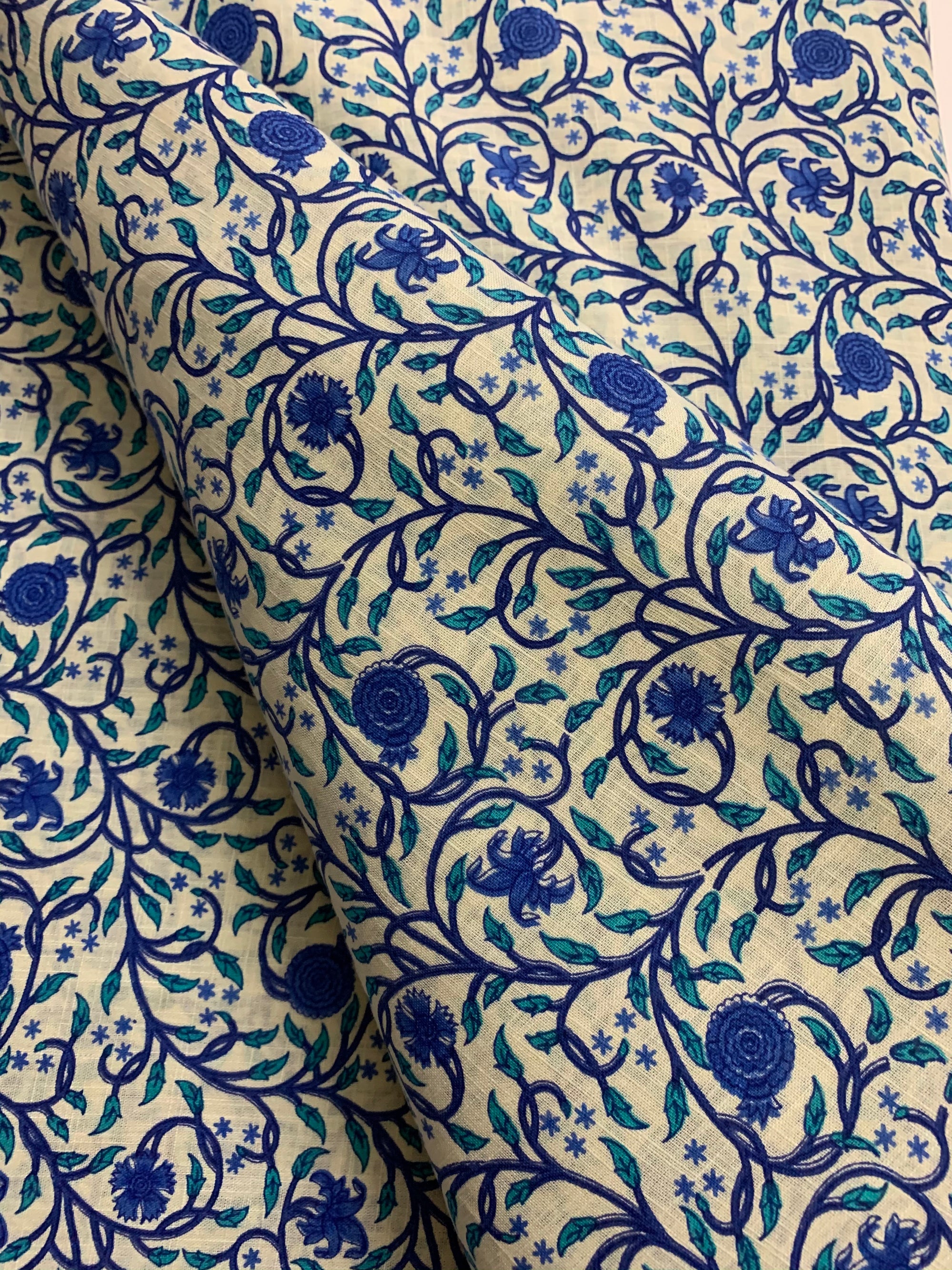 Printed pure slub cotton fabric