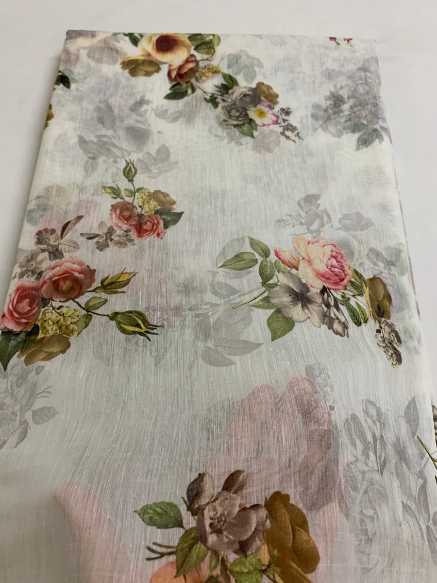 Floral Printed Pure silk cotton fabric