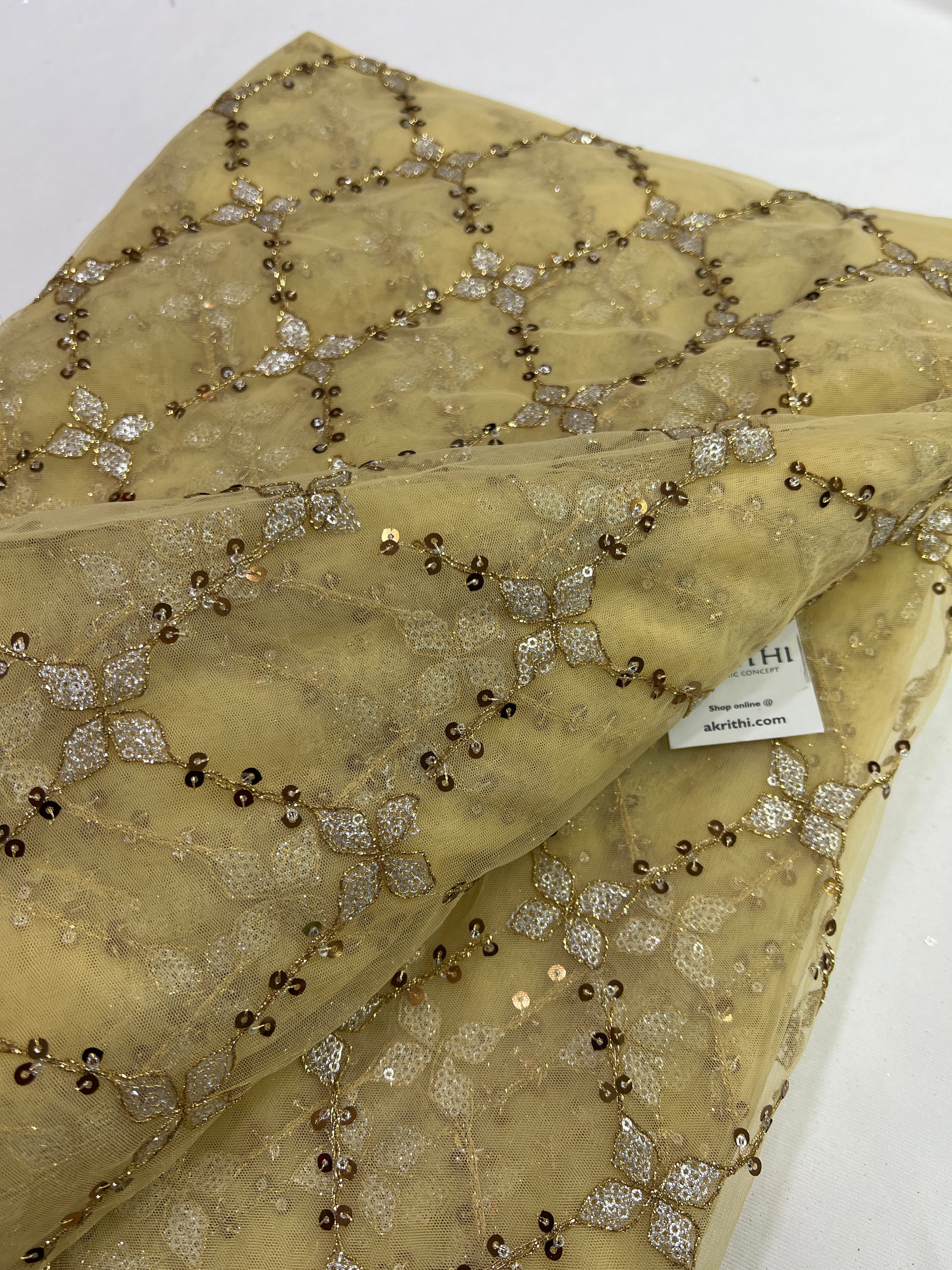 Embroidery on net fabric
