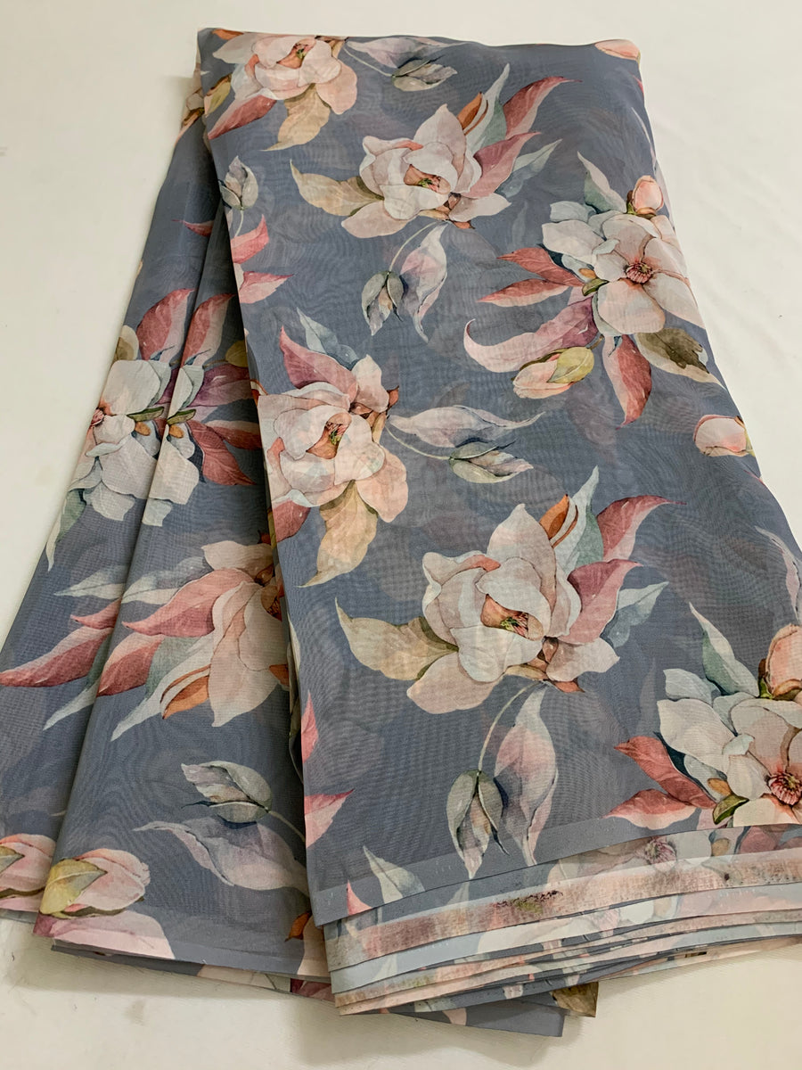 Digital floral Printed organza fabric