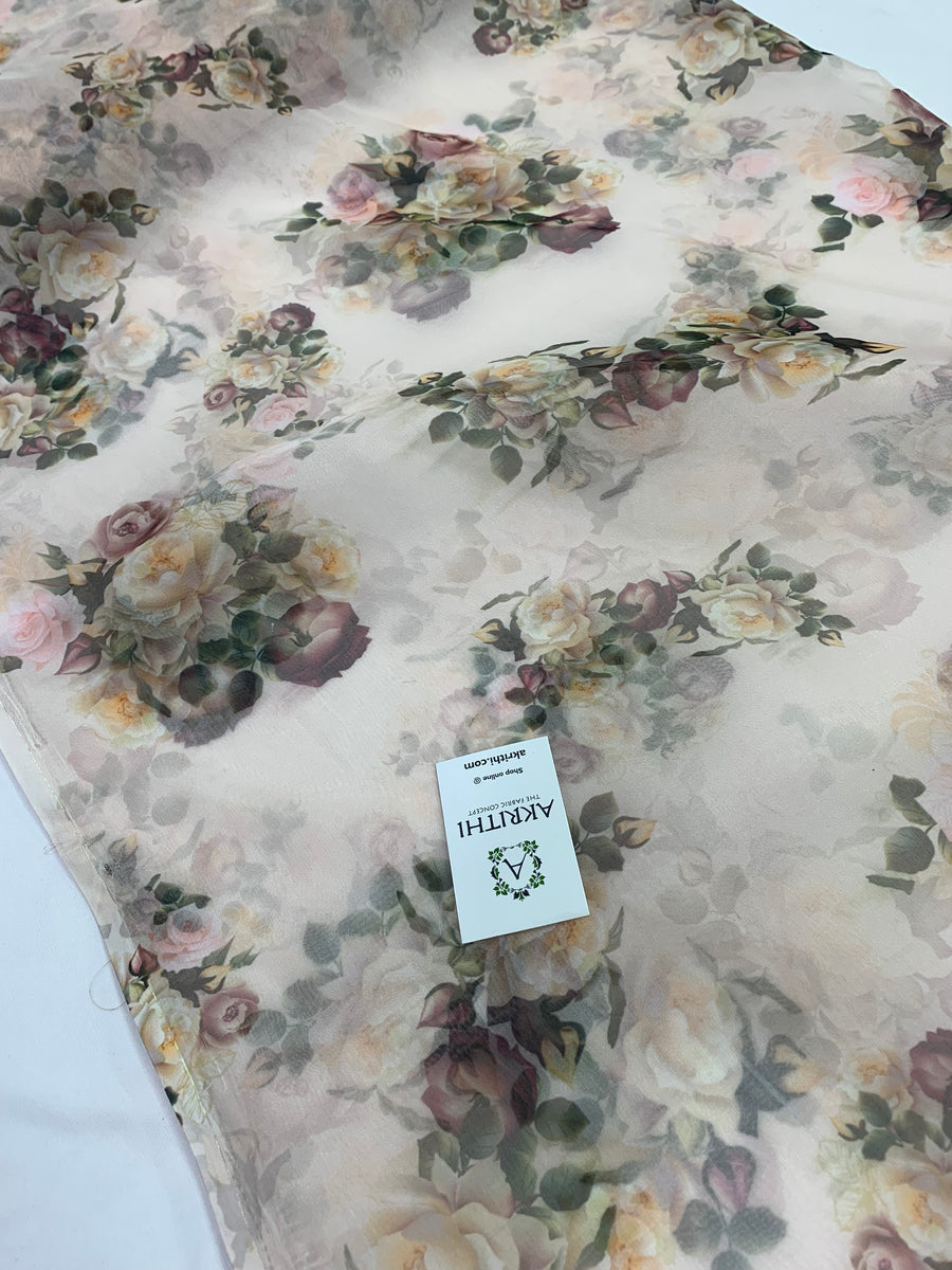 Digital floral Printed organza fabric