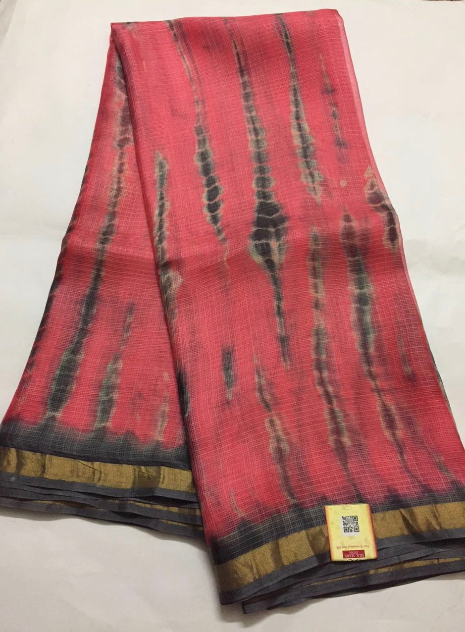 Tie and dye pure kota silk saree