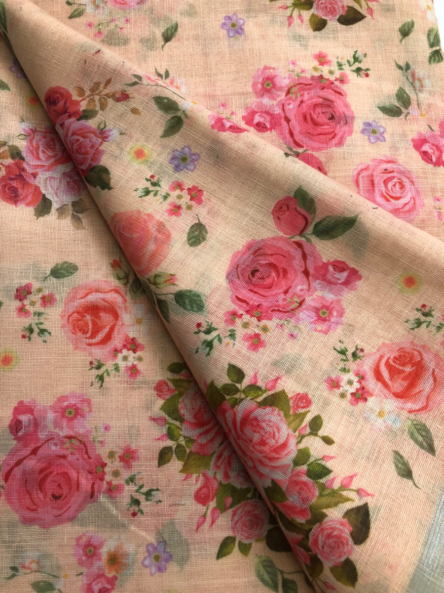 Floral Printed Linen fabric