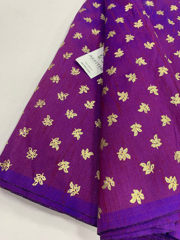 Foil printed raw silk fabric