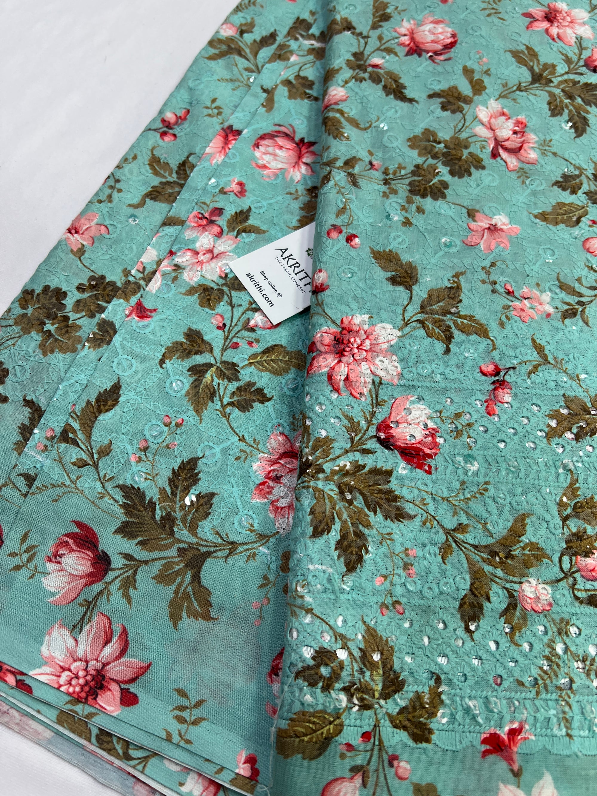 Hakoba printed Cotton schiffli fabric