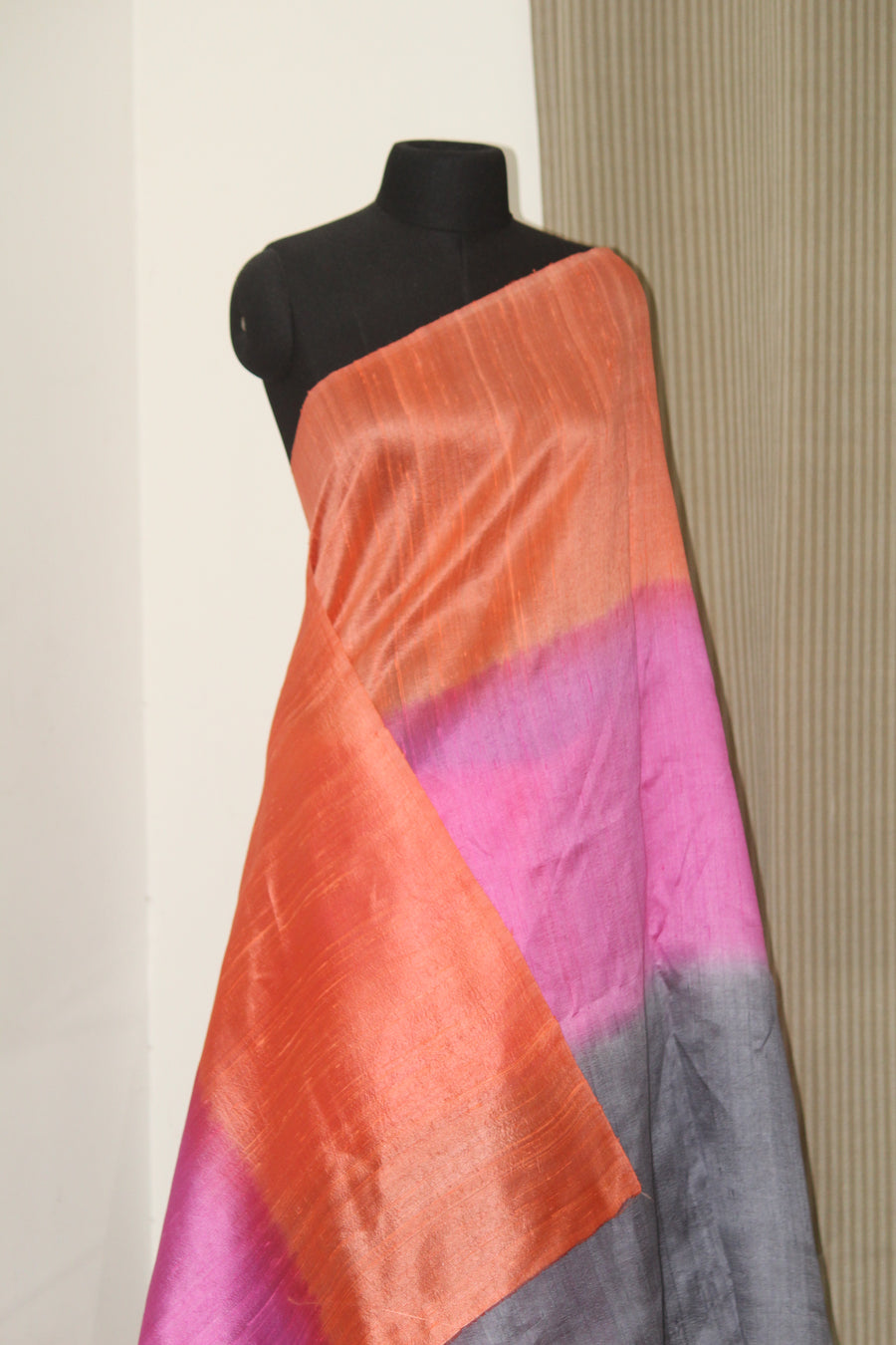 Pure raw silk saree in multi shade