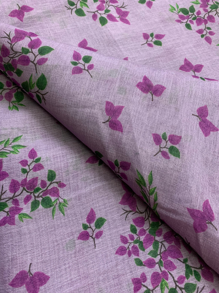 Floral Printed Linen fabric 95 cms cut