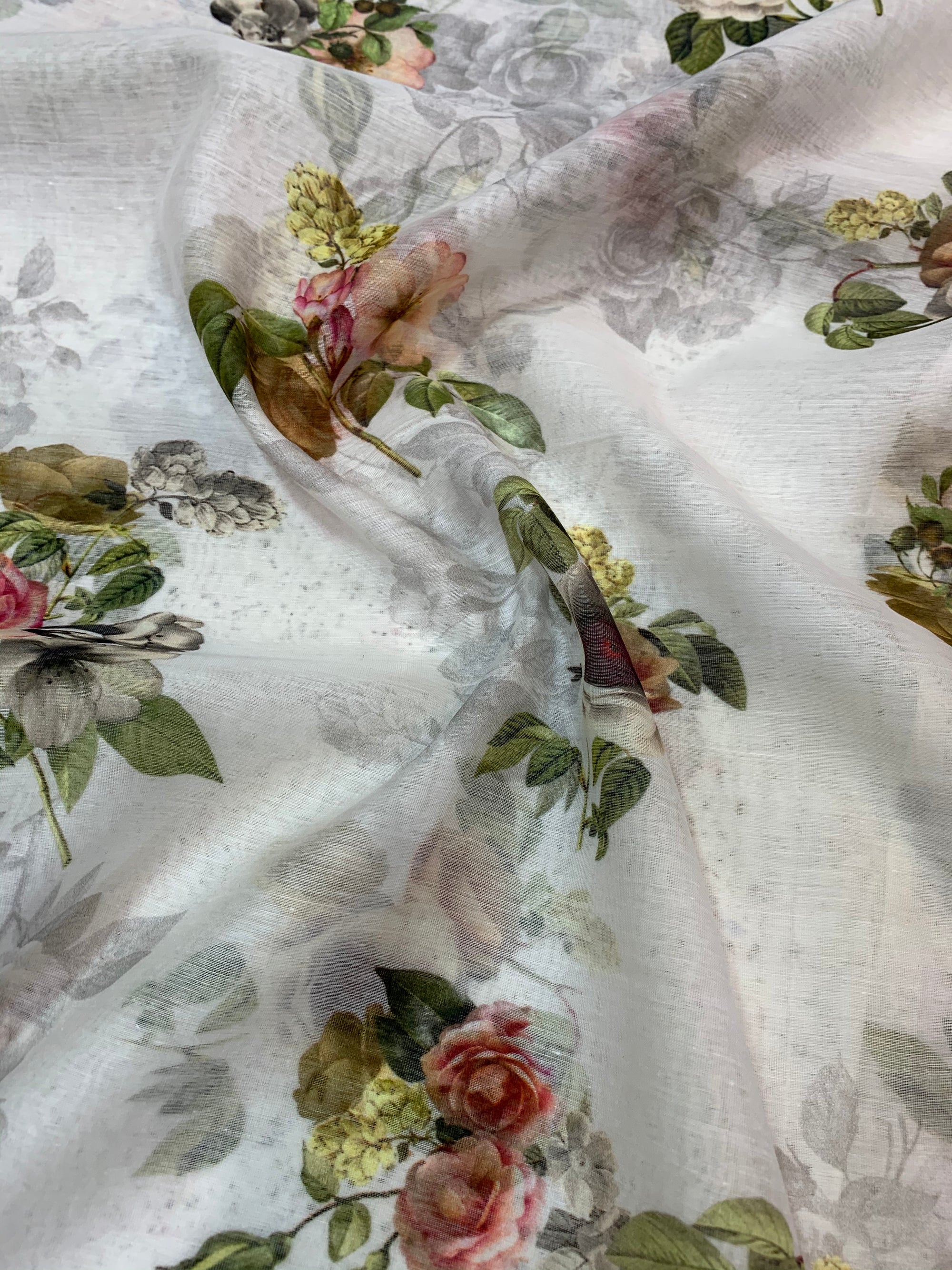 Floral Printed Pure silk cotton fabric