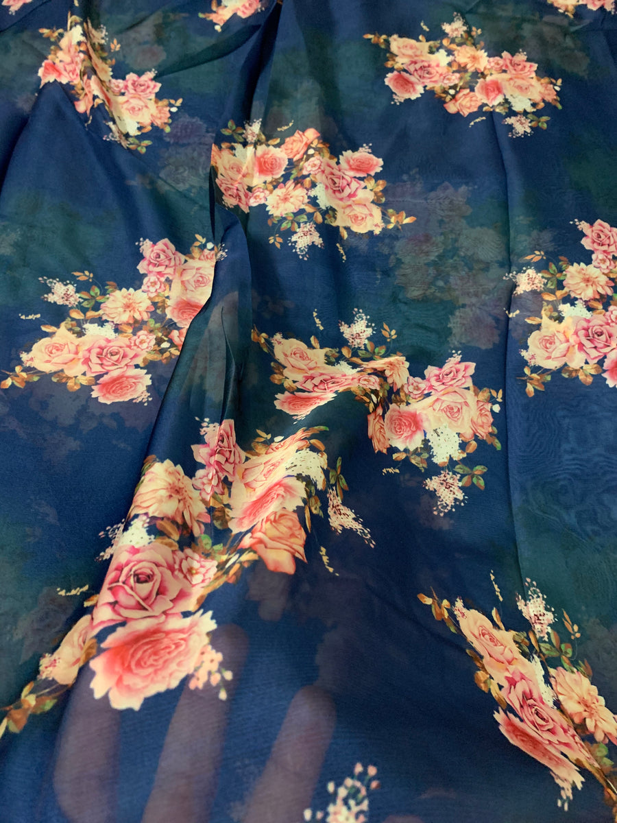 Digital floral Printed organza fabric