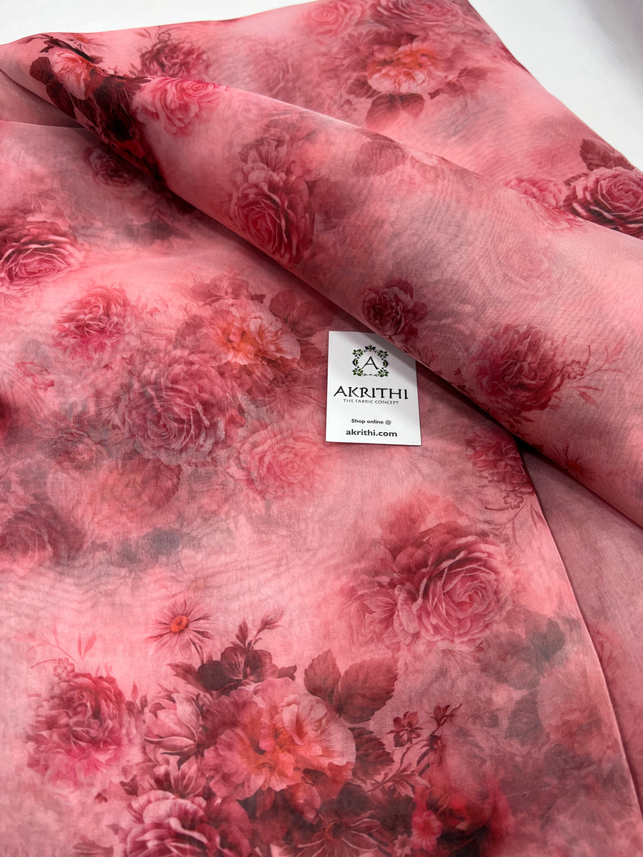 Digital floral Printed organza fabric