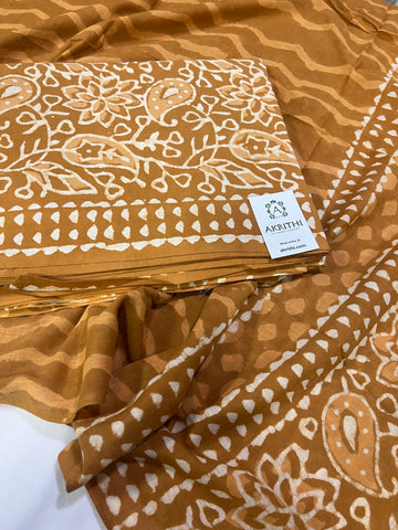 Hand block printed pure cotton salwar suit with dupatta