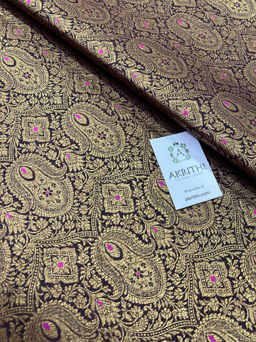 Handloom Banarasi brocade fabric with antique zari