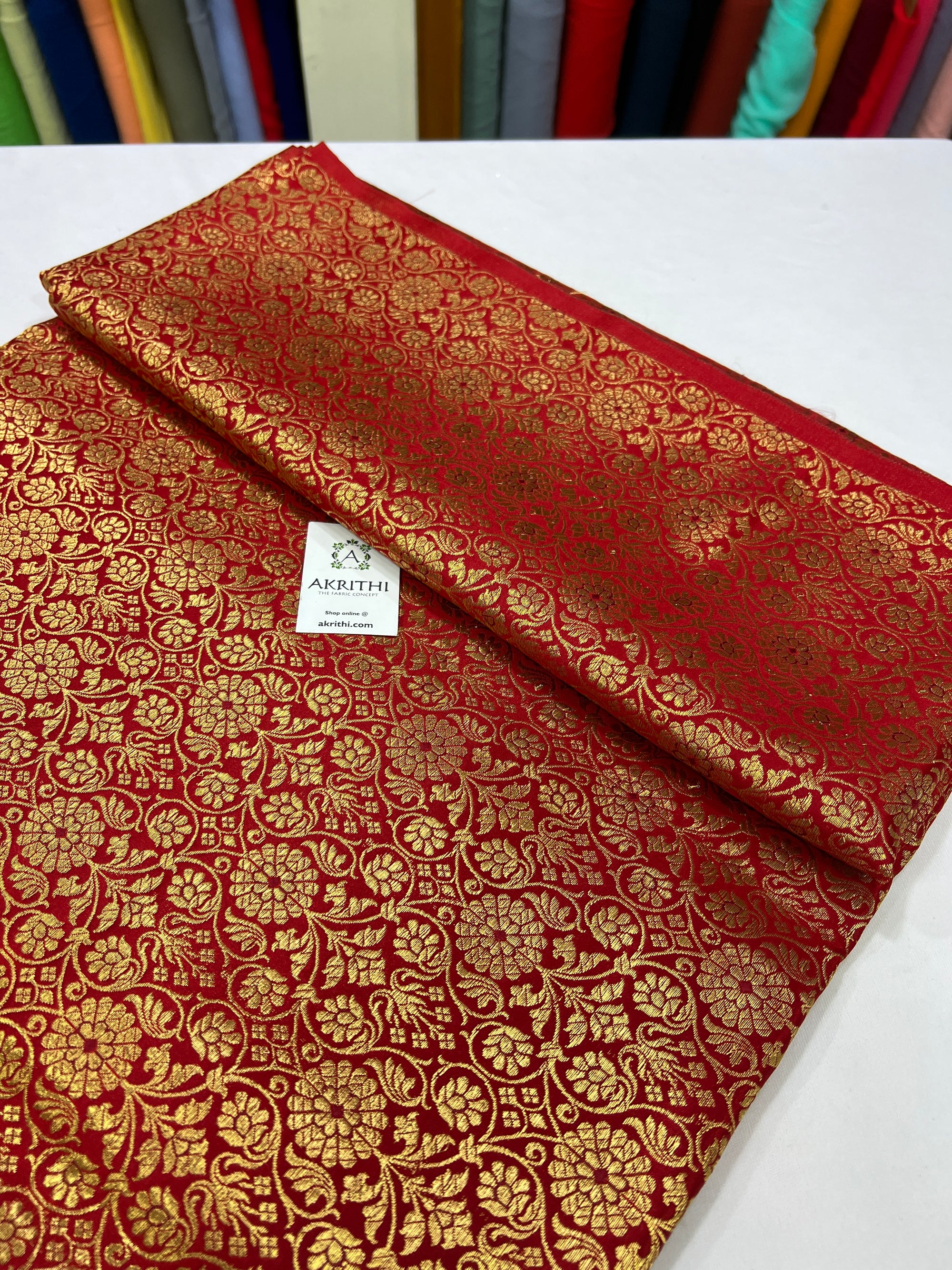 Banarasi brocade fabric red