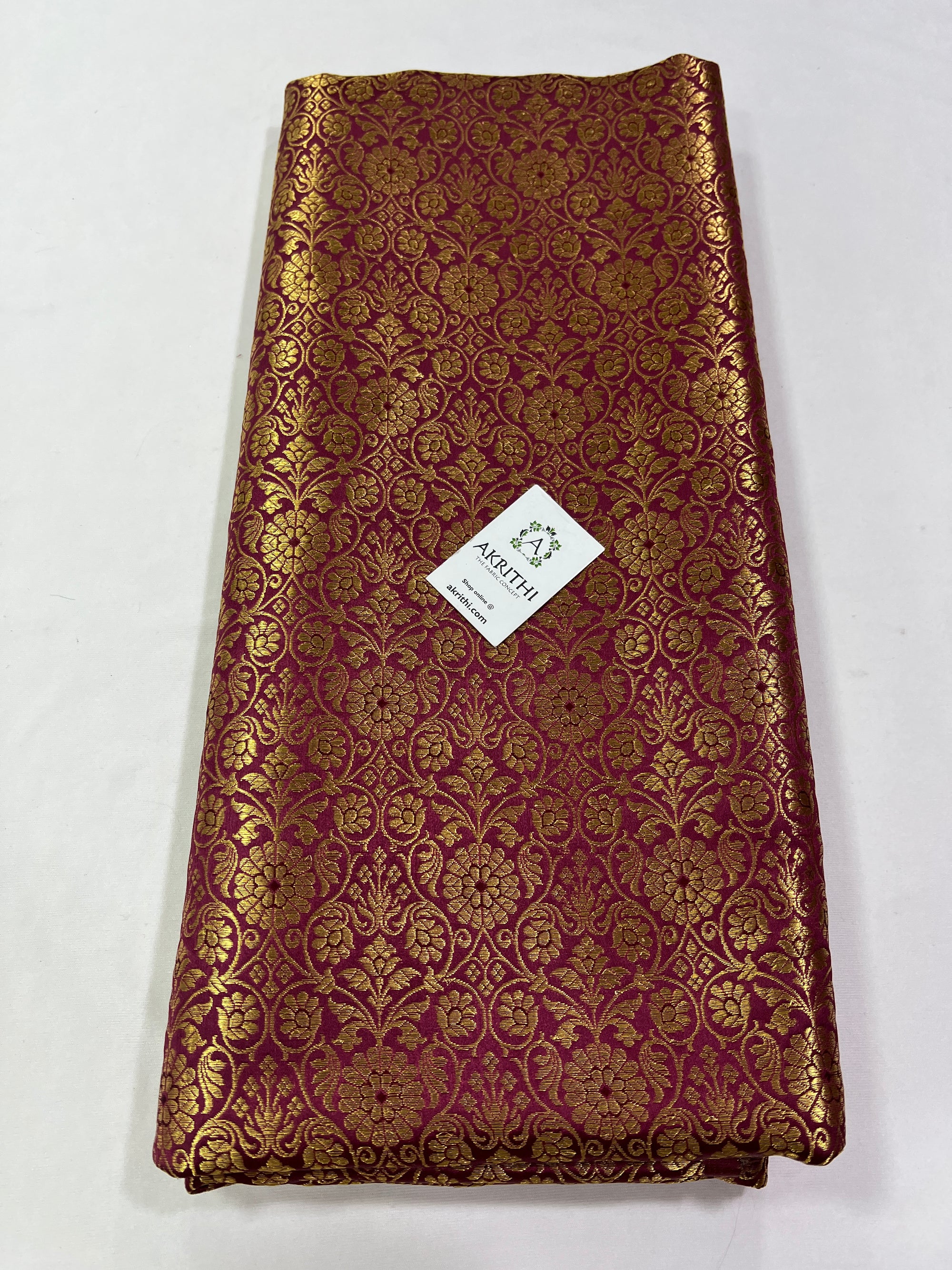 Banarasi brocade fabric wine