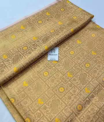 Banarasi brocade fabric yellow