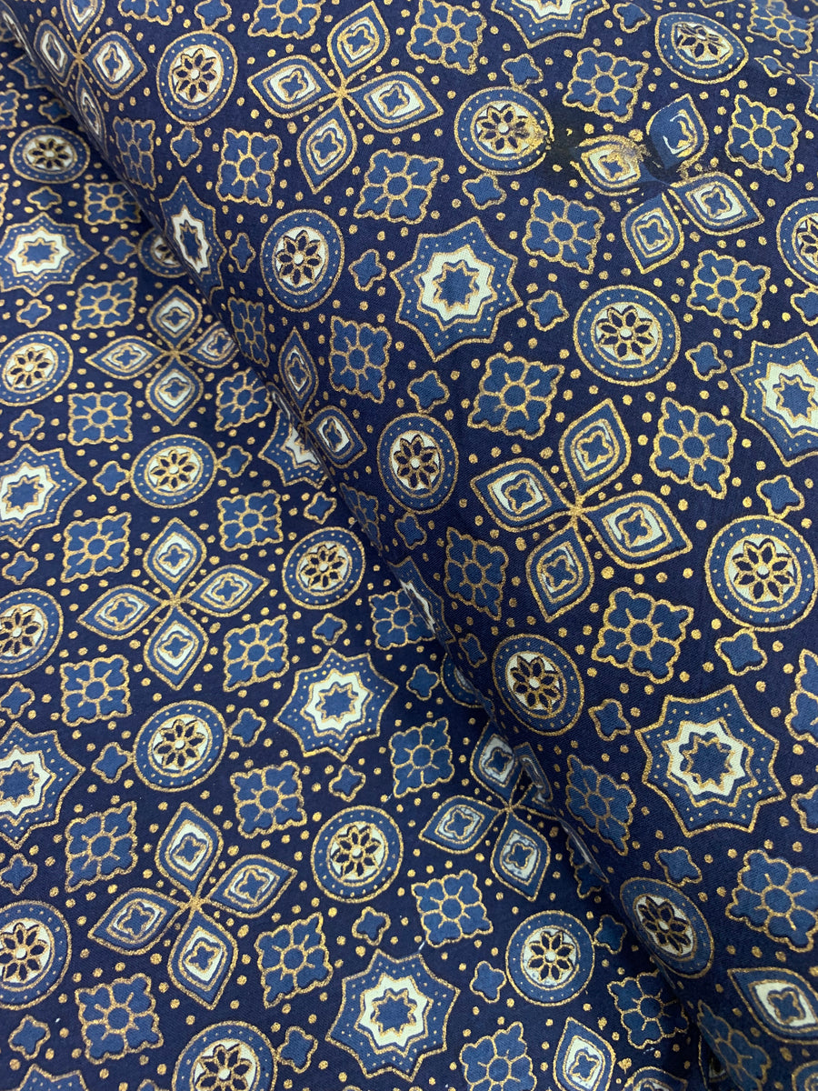 Gold Printed pure cotton fabric