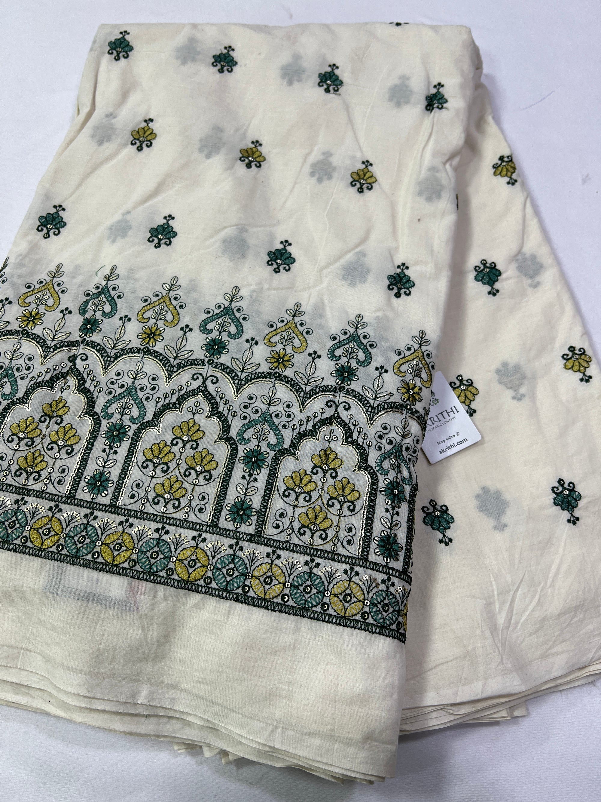 Pure Cotton embroidered fabric