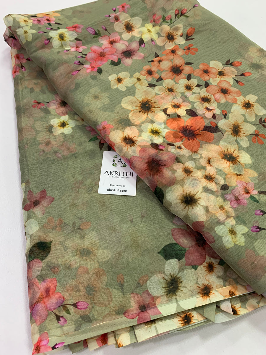 Digital floral Printed organza fabric 1 metre cut