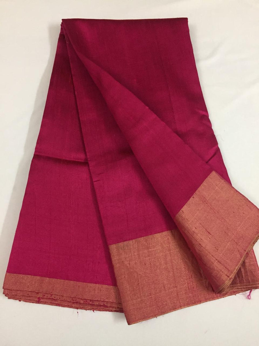 Pure raw silk saree with zari border