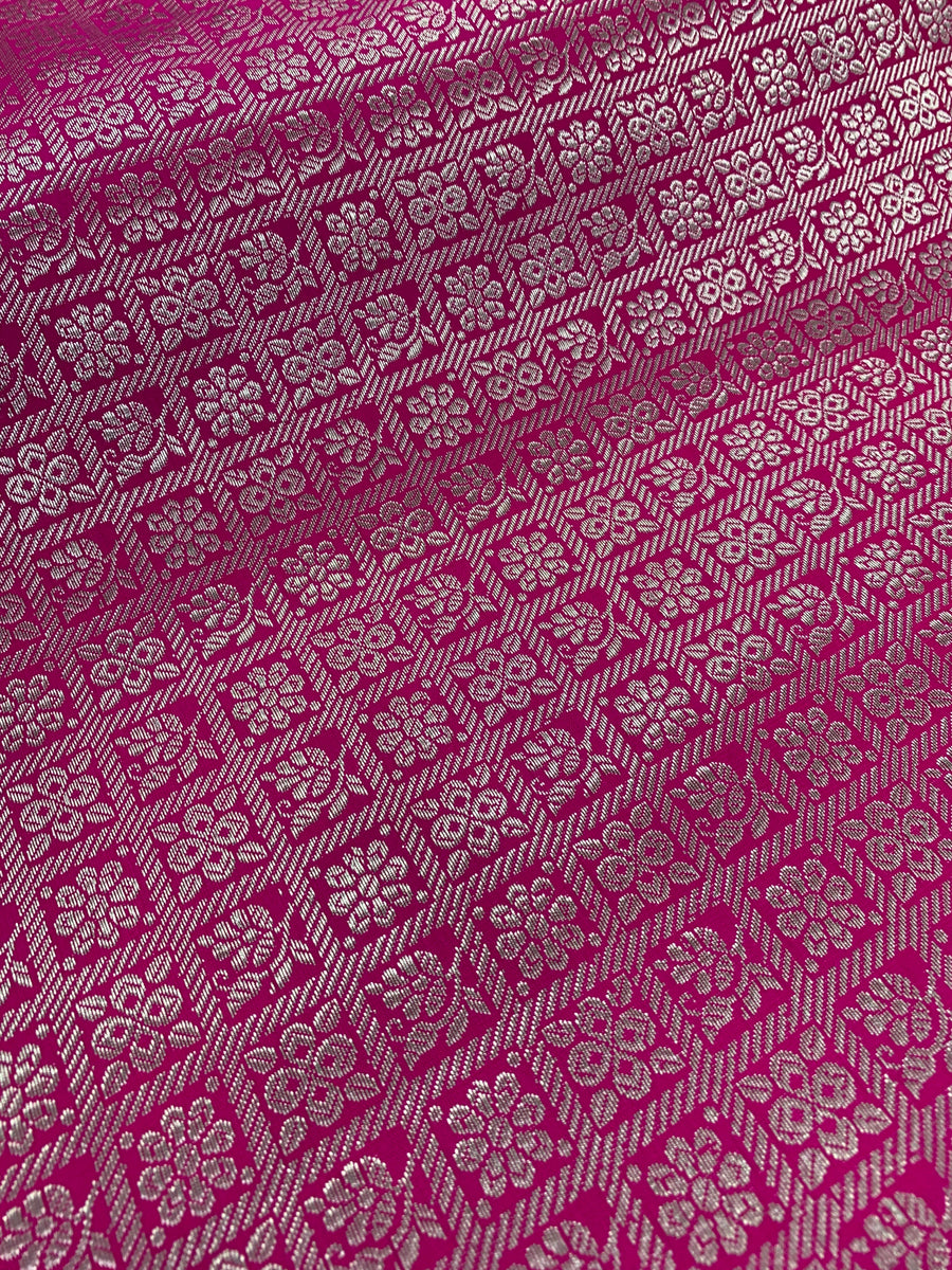 Banarasi brocade fabric with silver zari 40 cms cut
