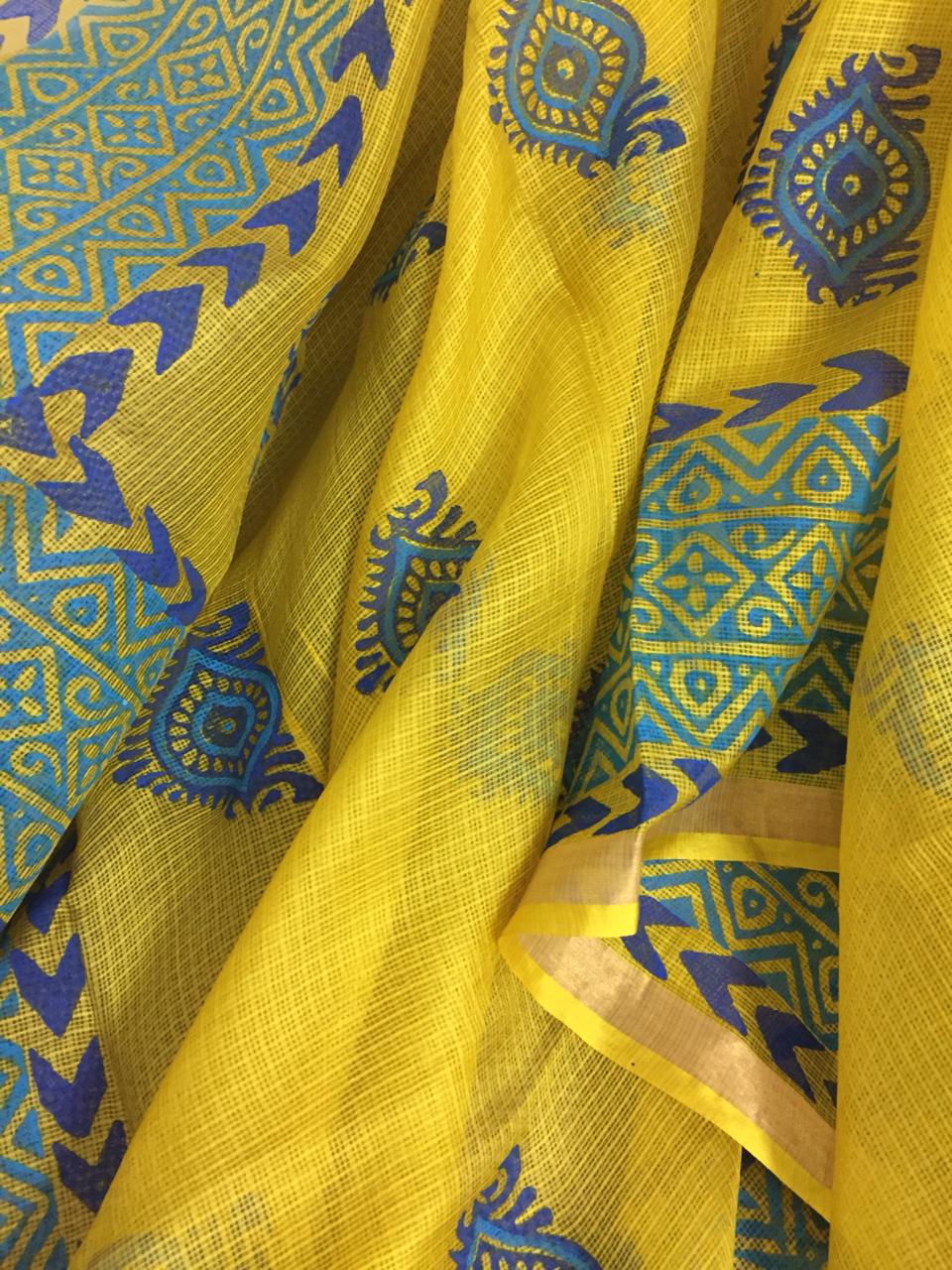 Block printed Pure silk Kota Dupatta
