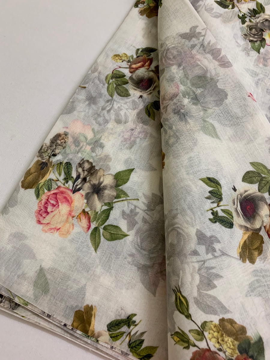 Floral Printed Pure silk cotton fabric