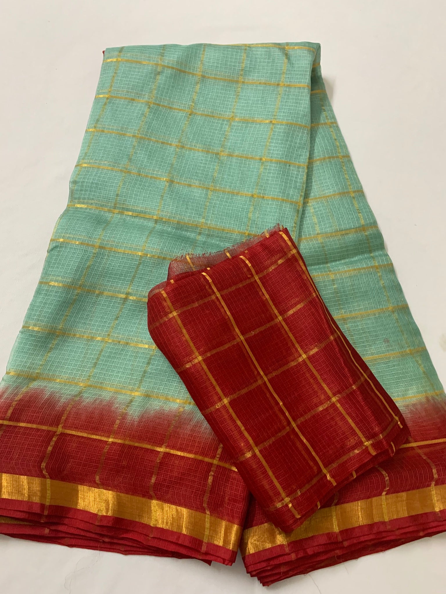 Pure kota silk saree with zari checks