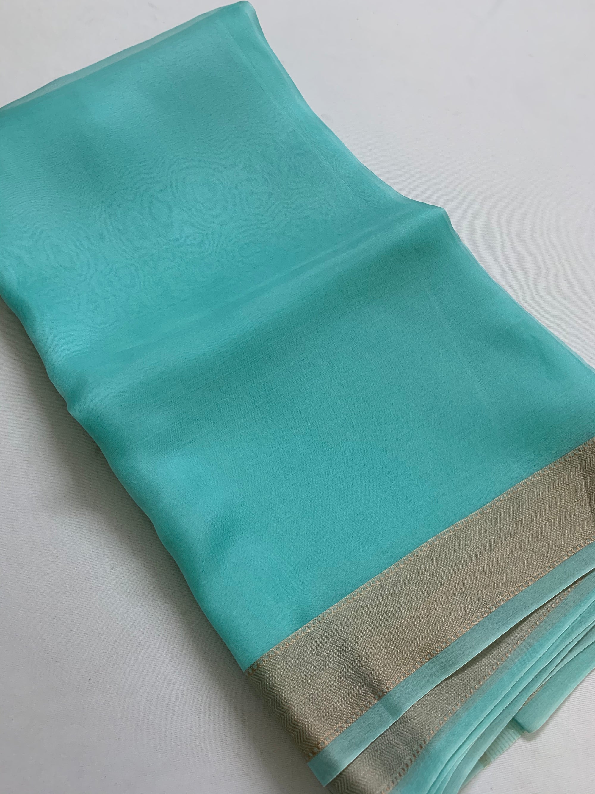 Pure silk organza saree with zari border