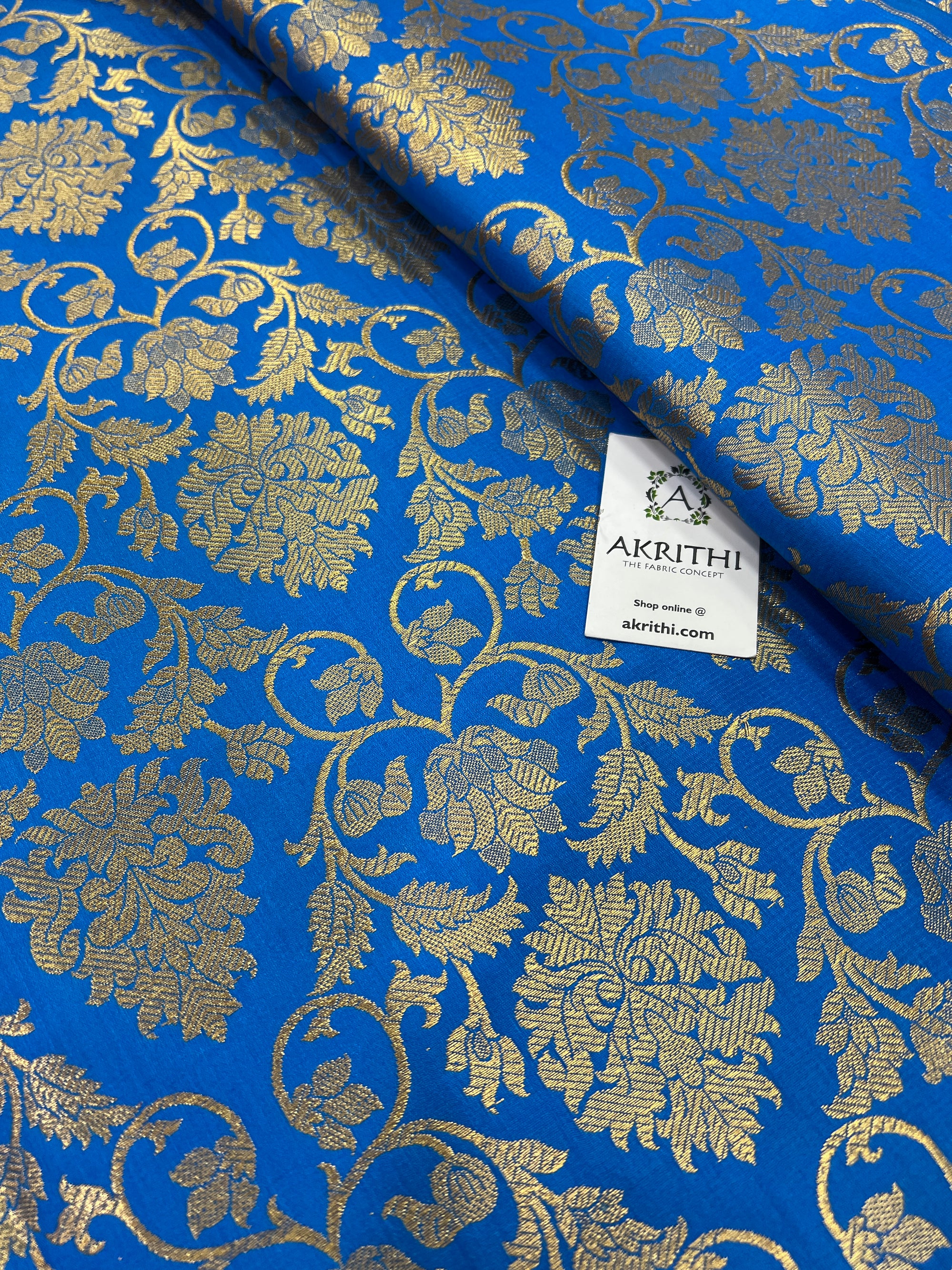 Banarasi brocade fabric blue