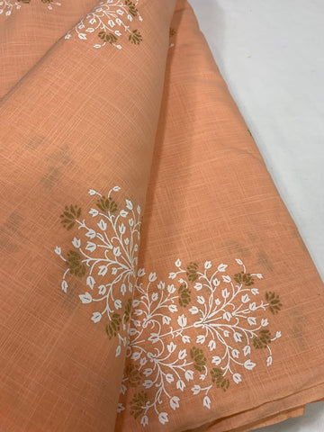 Printed pure slub cotton fabric