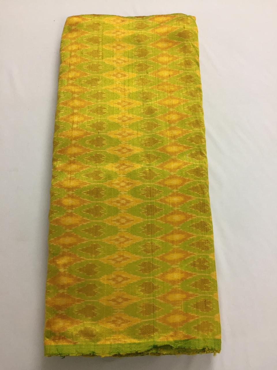 Handloom Ikat pure dupion raw silk kurta fabric