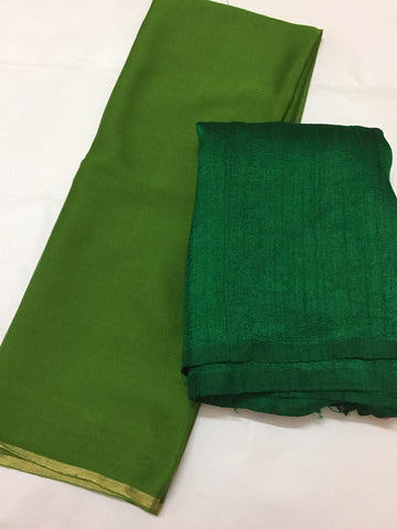 Pure raw silk top with pure silk chiffon dupatta