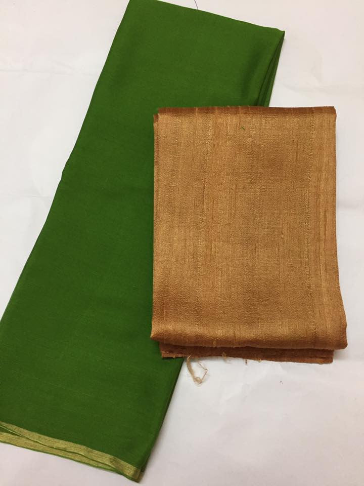 Pure raw silk top with pure silk chiffon dupatta