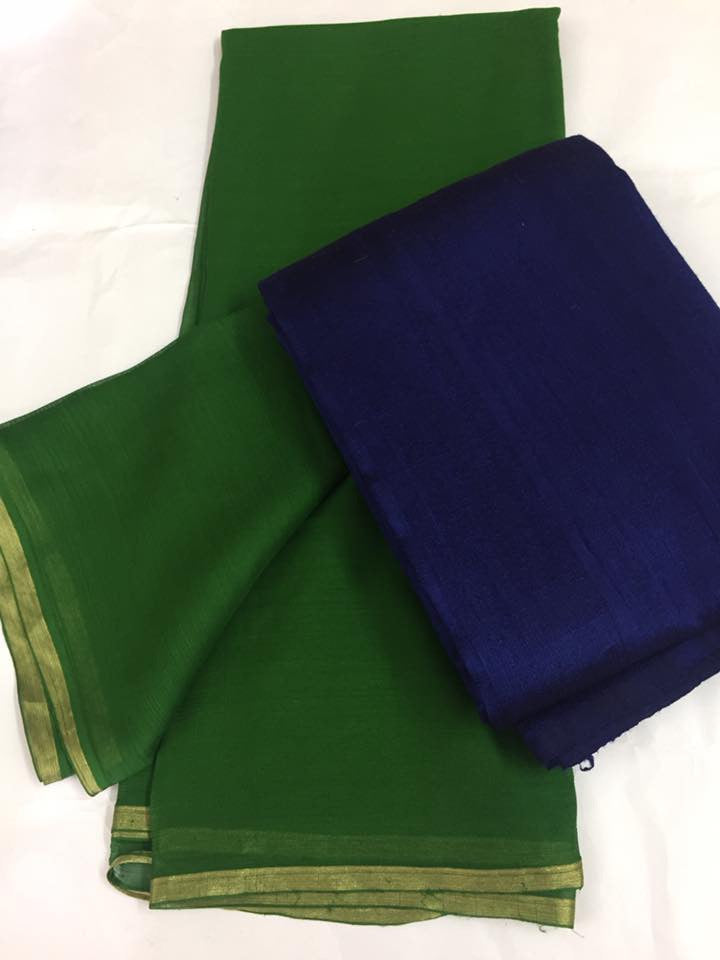 Pure raw silk top with pure silk chiffon dupatta