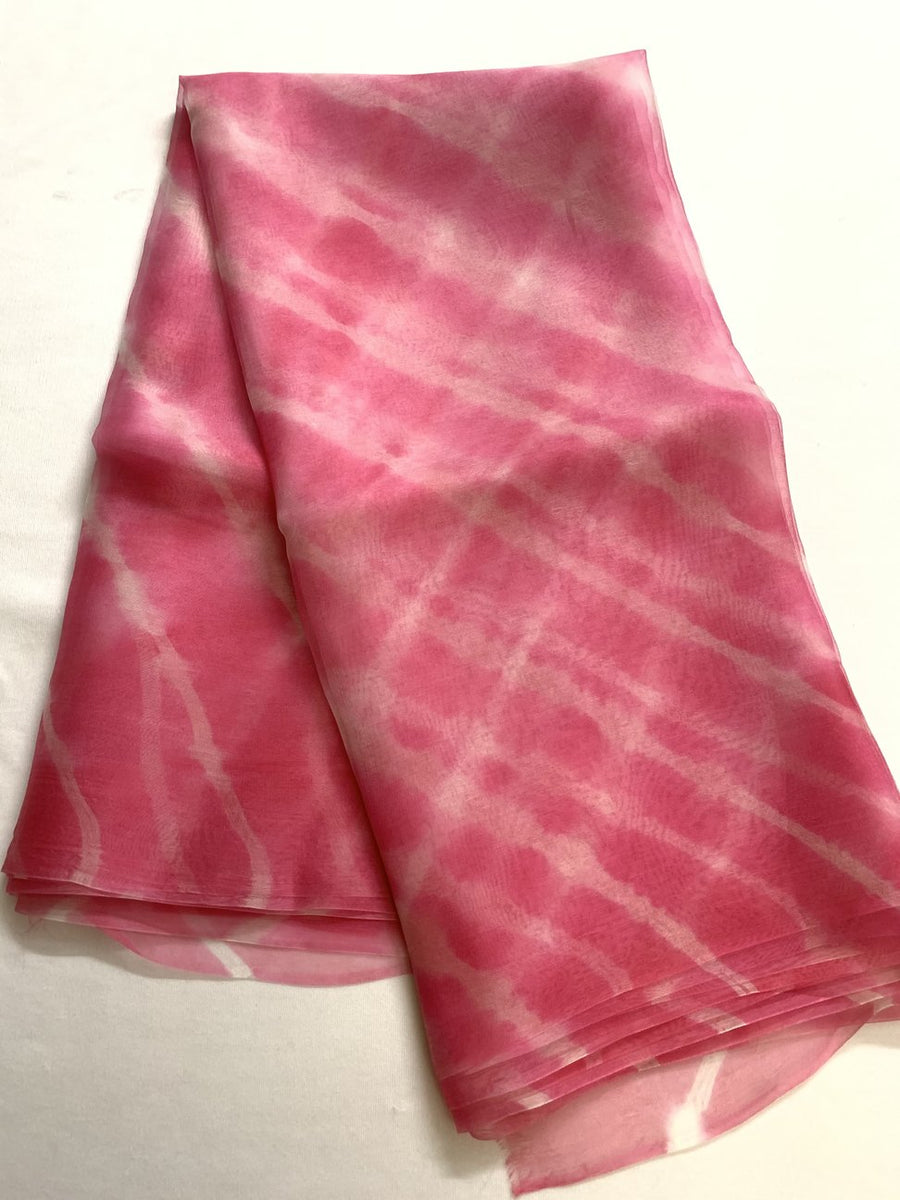 LEHERIYA TIE AND DYE PURE SILK ORGANZA FABRIC