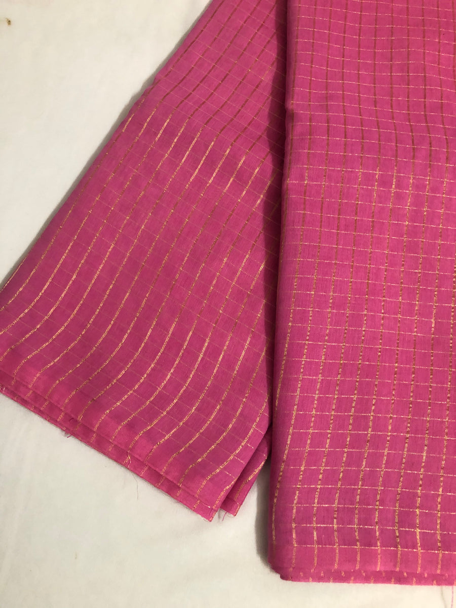 Silk cotton zari checks saree