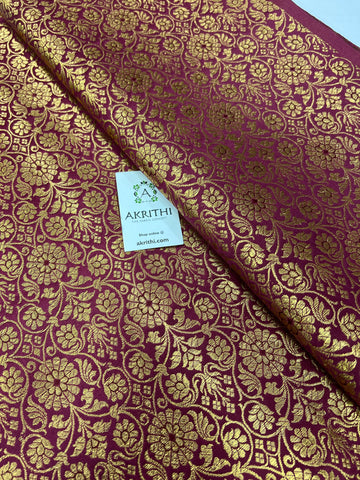 Banarasi brocade fabric wine