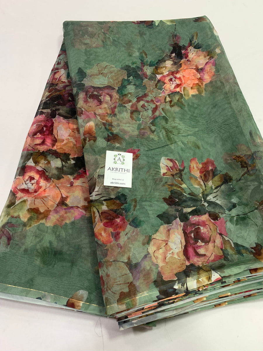 Digital floral Printed organza fabric 50 centimetres cut