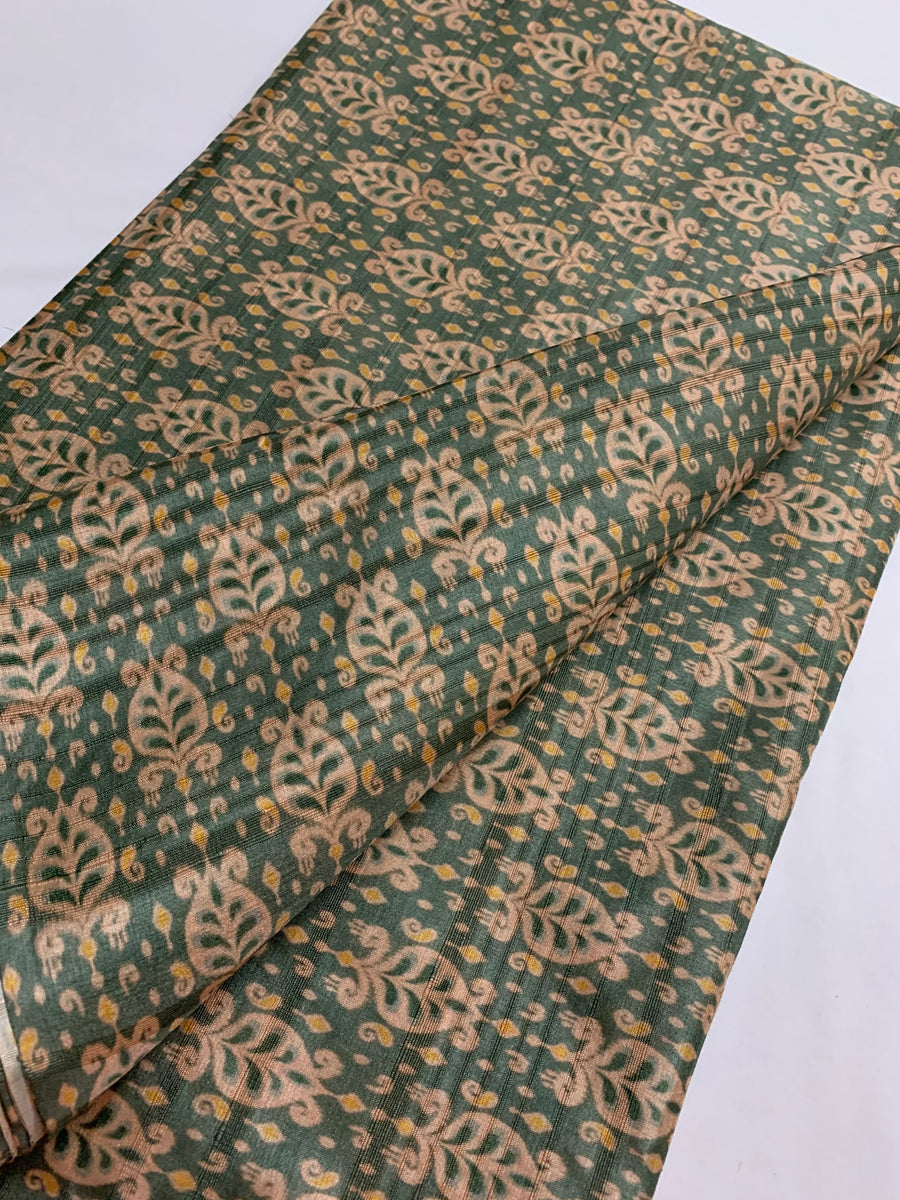 Printed semi Tussar fabric