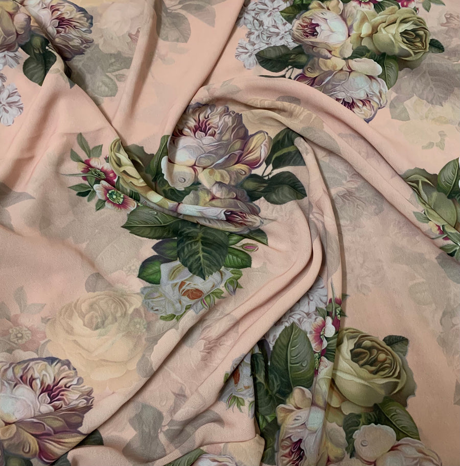 Digital floral Printed georgette fabric 1.25 metres cut